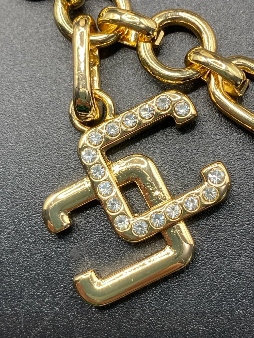CHICO’S Gold Paperclip Bracelet With Logo Charm